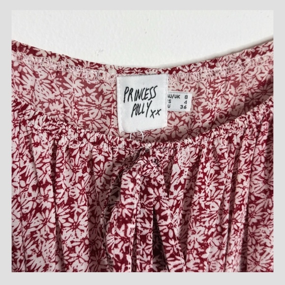 Princess Polly Carrillo Dress Shirred Waist Sheer Long Sleeves Ruffle Skirt Sz 4 - Picture 5 of 16